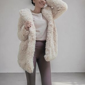 Cozy Cream/Dusty Rose Faux Fur Coat